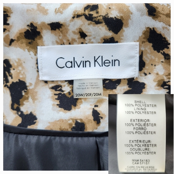 CALVIN KLEIN Womens Black Animal Print Blazer Jacket Plus Size 20W  (NWT) - Picture 9 of 11